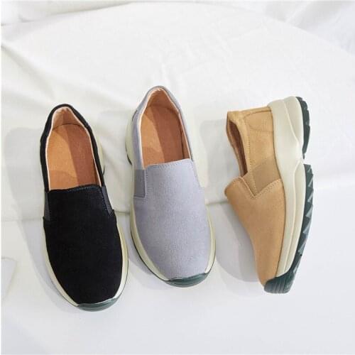 Comfort Platform Loafers Women Beige Black Fashion Spring Leather Slip On Pointed Toe Flats Plus Size 35-43 Shoes Handmade823w