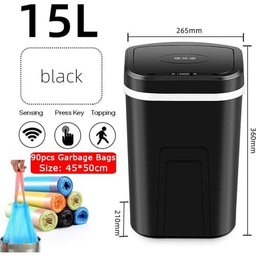 15L Intelligent Automatic Touchless Trash Can Smart Motion Sensor Dustbin Electric Waste Bin Home Rubbish Can Kitchen Garbage