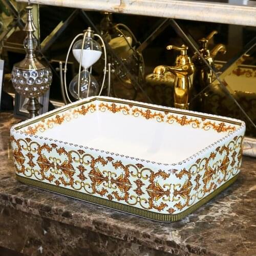 Bathroom Washbasin Table Top Basin Ceramic Art Table rectangular ceramic wash Basin bathroom sink