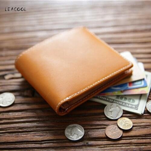 Vintage Handmade Cowhide Short Men Wallets Multi-Functional Genuine Leather Coin Purse Card Holders Wallet For Man