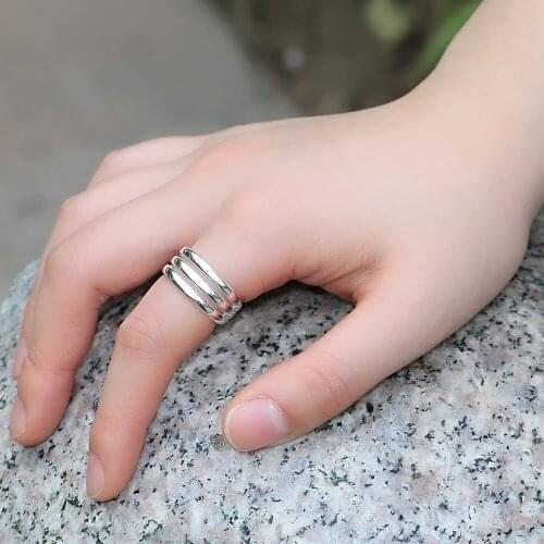 Vintage Simple 100% 925 Sterling Silver Multi-layer Rings for Women Wedding Fashion Jewelry Zize Adjustable Rings Gift
