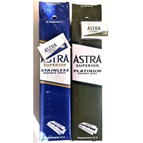 VINTAGE souvenir 1980-2000 200 piece old Astra Superior Platinum Double Edge Safety Razor Blades GREEN AND BLUE PA FREE SHİPPİNG