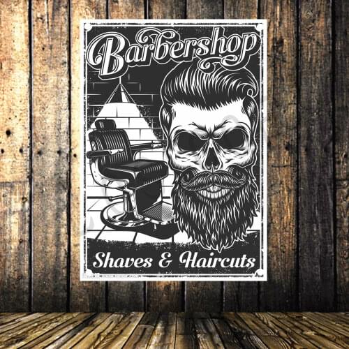 Vintage Canvas Art Barber Shop Decoration air Salon Tattoo Banner Flag Tapestry Wall Stickers Wall Hanging Poster Wall Sticker