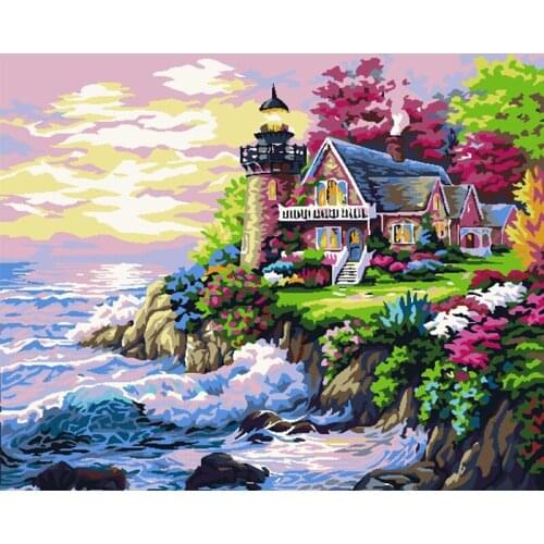 YNX new 5D diamond painting round diamond creative landscape cross stitch square diamond DIY sea view villa diamond painting
