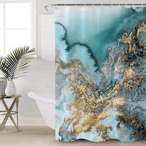 Marble Texture Ink Line Shower Curtain Bathroom Decorative Waterproof Polyester Fabric Curtain for Bathroom