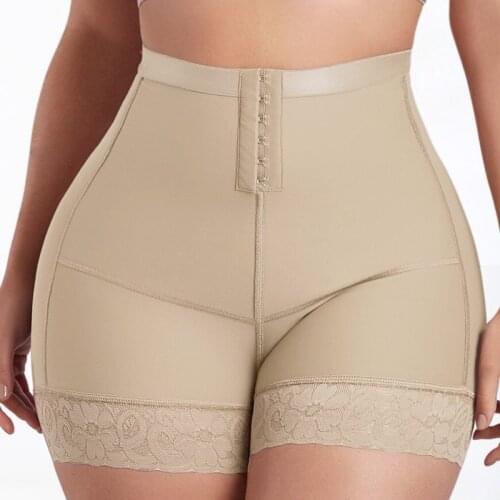 Women Double Compression Power Shaping Shorts Waist Trainer Tummy Control Fitness Leggings Shapewear Slimming Lace Sexy Pants