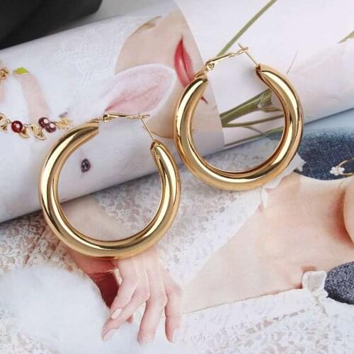 Brand New Design Fashion Charm Hoop Earrings Geometric Round Shiny big earring jewelry women