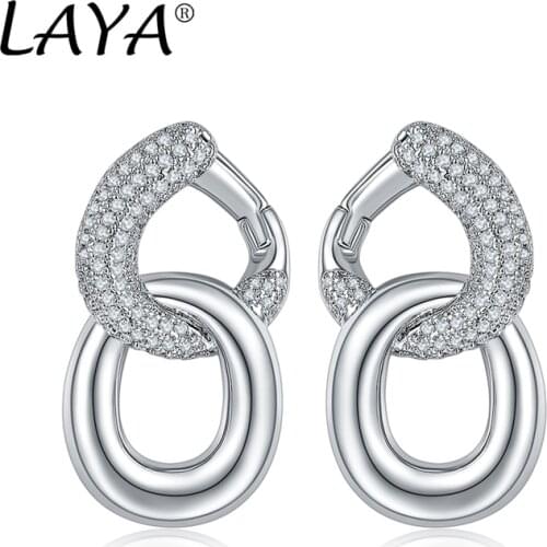 925 Sterling Silver Luxury Clear Cubic Zircon Chain Drop Earrings Women Girls Engagement Party Fashion Jewelry Gift