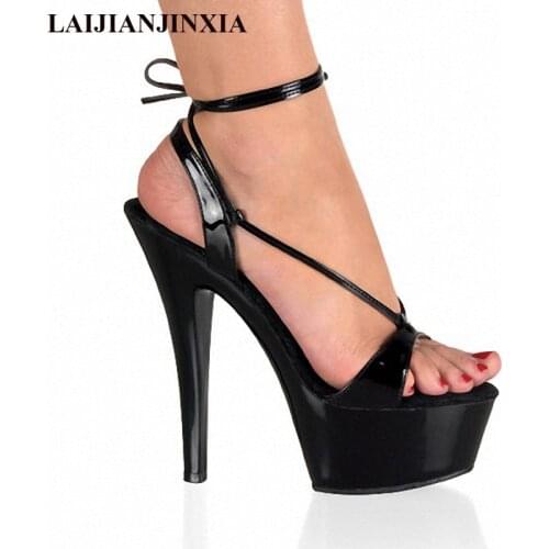 New Sexy Ankle Strap 15CM High Heel Slippers Platforms Pole Dance/Performance/Star/Model Dance Shoes