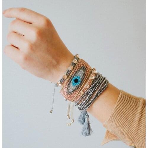 Go2boho Evil Eye Bracelet For Women Mexican Miyuki Beads Jewelry Rhinestone Jewellery Friends Gift Multilayer Crystal Bracelets