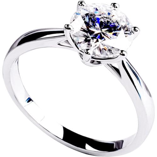 Classic Big Diamond Engagement Ring for Women 925 Sterling Silver Luxury Exquisite Elegance Charm Wedding Party Anniversary Gift