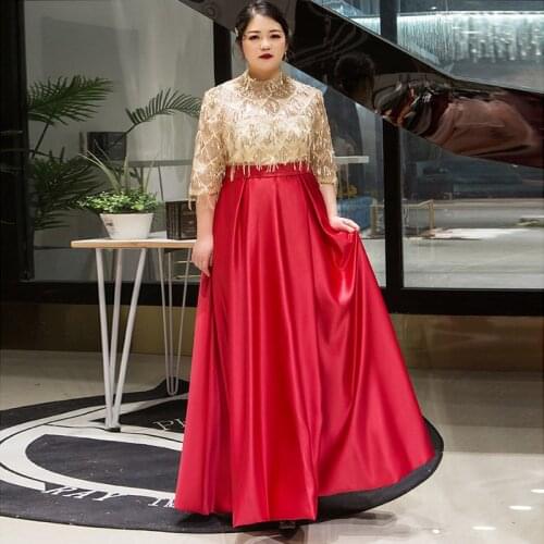 Formal Evening Dresses Shining A-Line Natural Sequined Floor-Length Three Quarter Pattern Simple Lace Up Women Party Dress D051