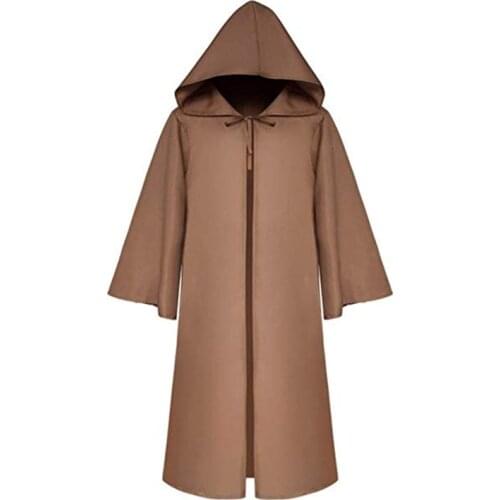 2019 Halloween Costume Unisex Women Mens Vintage Coat Half Sleeve Solid Hooded Bandage Cloak Cosplay Outwear Child Adult