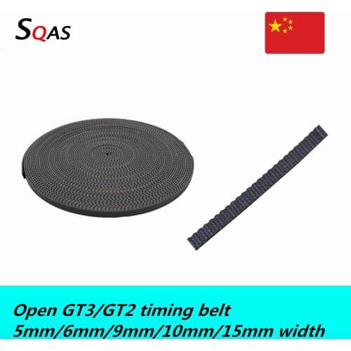 2GT 3GT Open Timing belt width 5/6/9/10/15mm Rubber Small Backlash GT2 GT3 for 3D printer