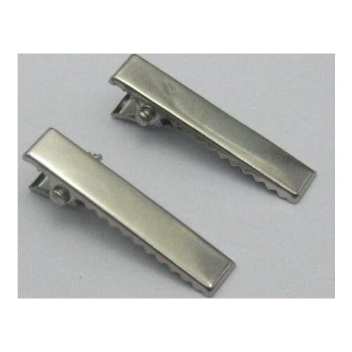50 Silver-plate Pinch Alligator Hair Clips 30mm with Teeth Bows
