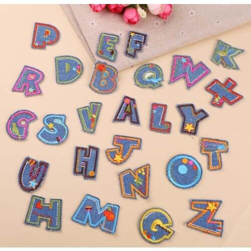 50 Pcs/lot Embroidery Patches for Clothing Decoration Accessories Chapter DIY Denim Letters Applique Iron Heat Transfers