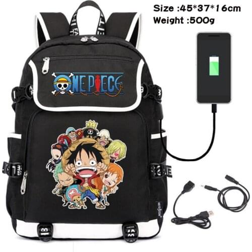 Anime One Piece Luffy Zoro Cartoon backpack USB Charging Laptop Shoulders Bags Student school bag teenagers bookbag knapsack