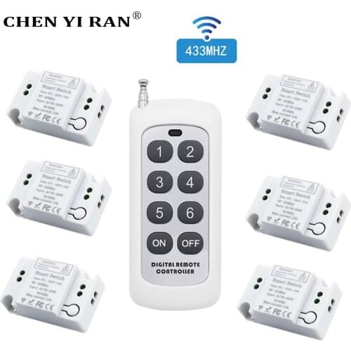 433Mhz Wireless Remote Control Switch AC 110V220V 1CH RF Relay Receiver Module 1/2/4/6/8 Channel Transmitter 500m DIY Smart Home