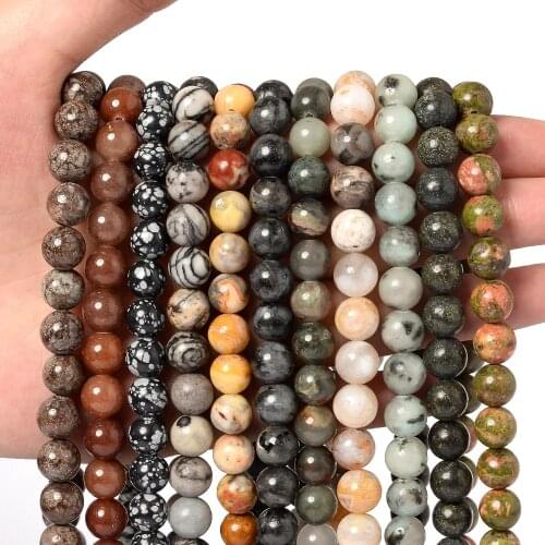 Natural Stone Beads Aventurine Jades Indain Agates Crystal Beads for Jewelry Making DIY Bracelet Accessories 4/6/8/10/12mm