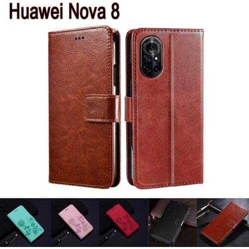 Cover For Huawei Nova 8 Case Flip Phone Protective Shell Funda On For Huawei Nova8 Wallet Leather Magnetic Card Book Hoesje Case