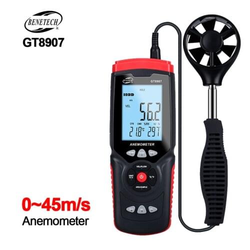 BENETECH Anemometer Sensor Wind Meter Digital Anemometer LCD Digital Wind Speed Meter Wind Meter 45m/s GT8907 Anemometer