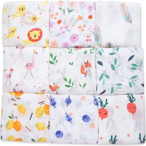 Baby Blankets Newborn Photography Prop Baby Boy Baby Girl Printed Feeding Swaddle Muslin Diapers Bamboo Cotton Baby Bath Towel