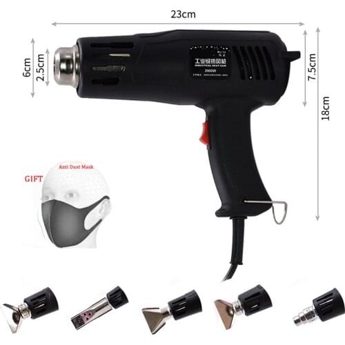 2000W 220V Electric Hot Air Gun Variable 2 Temperatures Heat Guns 150 ~ 550 Degrees Hot Air Gun Nozzle Attachments Power Tool
