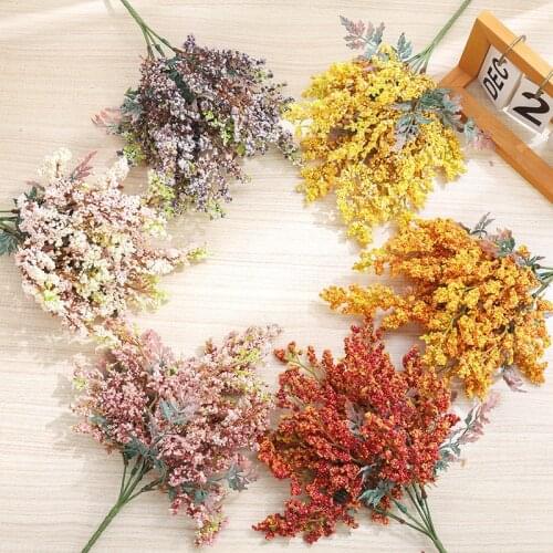 Artificial Foam Wheat Lavender Flower Fake Plant Bouquet Christmas Home Dining Living Room Table Decoration Autumn Crafts