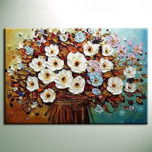 Gallery Quality Thick Texture Modern flowers Oil Painting home decor artwork On Canvas pictures