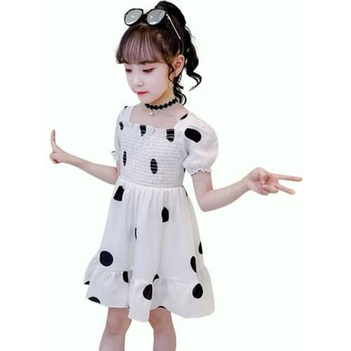 Girl Summer Dress With Bow Casaul Dress Girls Big Dot Child Dress Teenage Kids Girls Clothes 6 8 10 12 14