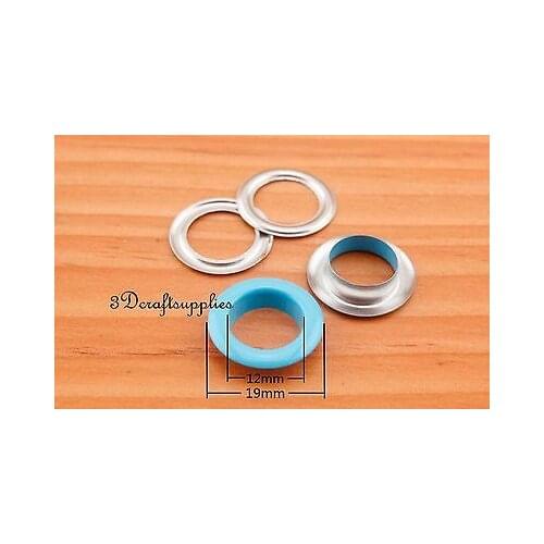 Eyelets metal with washer grommets light blue round 60 sets 12 mm CK72