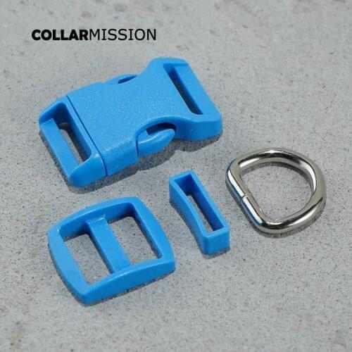 Many color(plastic buckle+Tri-Glid+square keeper+D ring) DIY dog collar blue 20mm webbing sewing high quality accessory premium