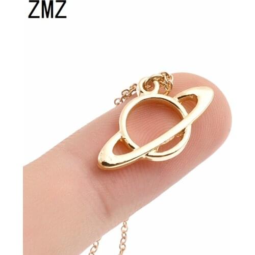 ZMZ 50pcs/lot 2018 Europe/US fashion cute hollow planet orbit pendant jupiter necklace gift for mom/girlfriend party jewelry