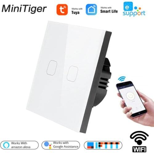 Smart EU Standard Tuya/Smart Life/ewelink 3 Gang 1 Way WiFi Wall Light Touch Switch for Google Home Amazon Alexa Voice Control