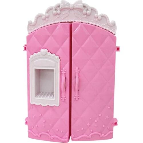 NK One Pcs Doll Fashion Closet Princess Bedroom Accessories Mini Wardrobe Cabinet Baby Toys For Barbie Doll Furniture 066A 2X