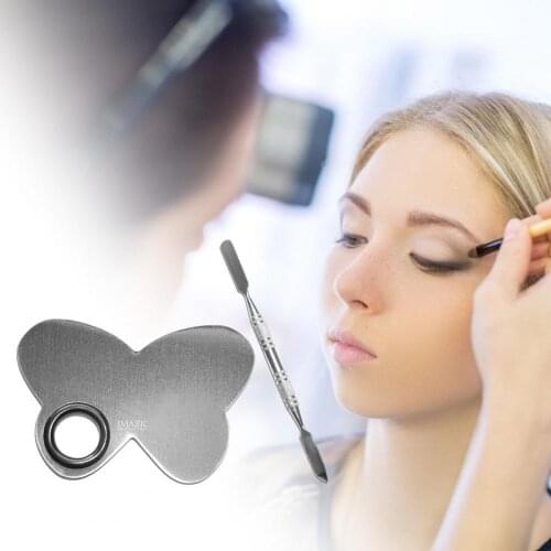 Makeup Palette Tray Anti-Slip Ergonomics Handle Easy to Clean Stainless Steel Makeup Mixing Color Palette for Beauty