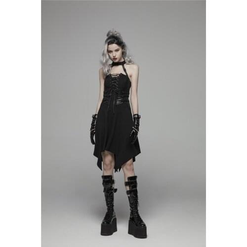 PUNKRAVE Womens Punk Metal Strap Gloves Handsome Stetch Lacquered Pu Leather Locomotive Gloves