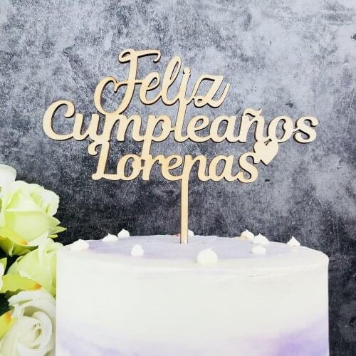 Personalized name Happy Birthday in spanish Cake Topper,Custom gold Childrens Birthday Cake Topper,Stylish Topper Party Decor