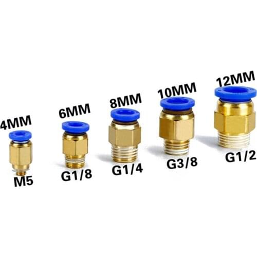2pcs Pneumatic Connector 8mm 10mm Quick Fitting 1/4" BSP 1/8" 1/2" Male Thread Air Pipe Connector Brass Fitting