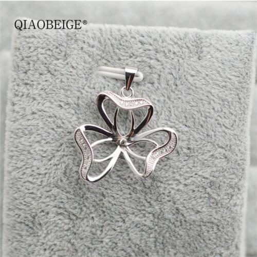 QIAOBEIGE Pearl Silver Mounting DIY Accessory 925 pendant, half drilled pearl 10-13mm fancy button round pearl zhuji china 4095