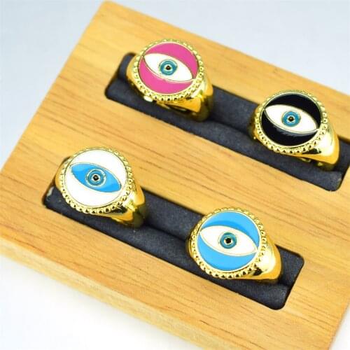 Demon Eye Adjustable Ring Vintage Bohemian Demon Ring Enamel Jewelry Lucky Amulet Ring