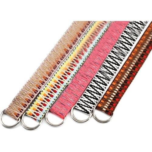 Unisex Hip Hop punk style double D ring buckle belt fashion wild wide long canvas waistband for jeans trousers Pants Accessories