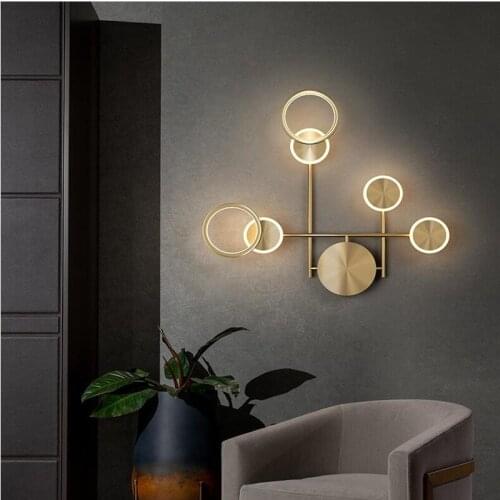 LED Wall Lamps Bedside Luxury Copper Art Deco Wall Sconce Lights for Bedroom Living Room Loft Aisle Home Indoor Lighting