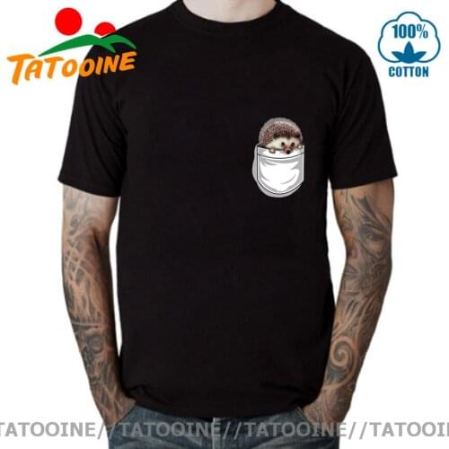Tatooine New men t-shirt Super Cute Pocket Hedgehog Print T-Shirt Funny Cartoon Design Guys White Casual Tops man Tees Shirt man