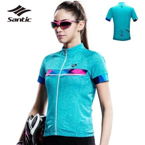 Santic Summer Cycling Jersey Women Maillot Ciclismo Short Sleeve Quick Dry Road Mountain Bike Jersey Bicycle Clothing 2XL