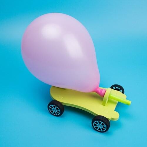 Random Color DIY Balloon Powered Car Recoil Force Science Technology Experiment Students Toys Recoil Movement Equipment