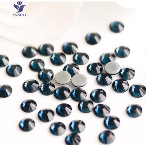 YANRUO 2058HF SS16 3.8-4.0mm Montana Crystal Strass Iron On Hot Fix Rhinestones Glass For Dresses Steentjes adhesive Crystals