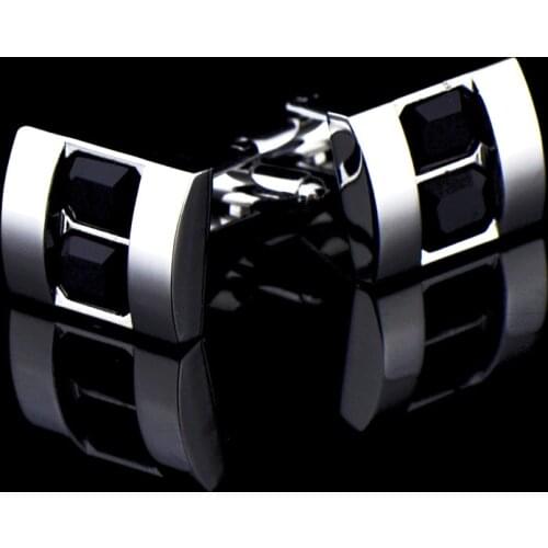 Free Shipment Business Black Agate Mens Shirt Cufflinks Metal Copper Enamel Cuff Links Functional Designer Brand Jewelry