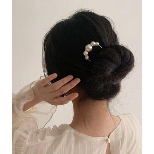 Female Hair Clip U Hairpin Hair Stick Metal Pearl Patchwork Hair Accessories for Women Daily Tiara