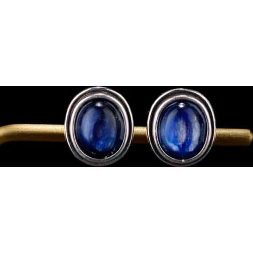Vintage Natural 8x10MM Kyanite Stud Earring for Women Anniversary Engagement Party Gift 925 Sterling Silver Jewelry